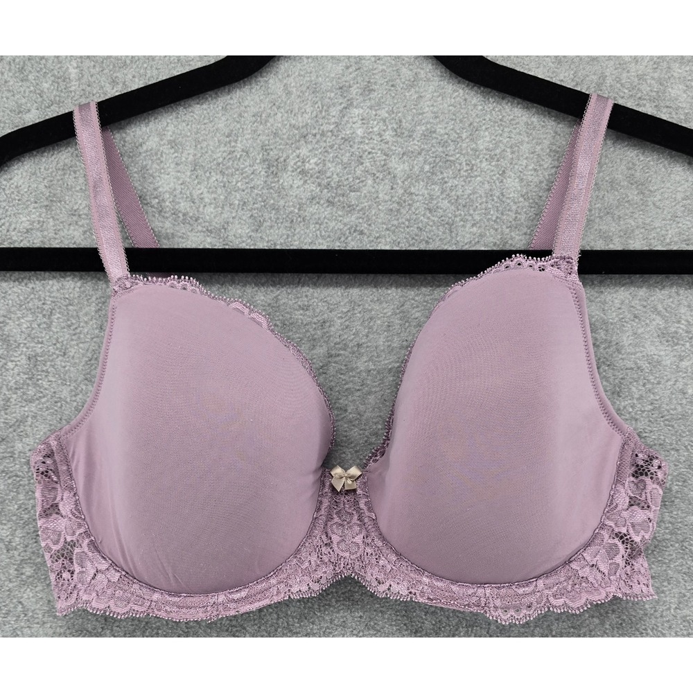 Victoria'‎ Secret Smooth And Lace Lined Demi Bra 36D Underwire Satin Pink Padded